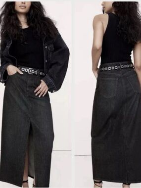 Banana Republic Denim Maxi Skirt Color: Black Rinse Wash New with Tags